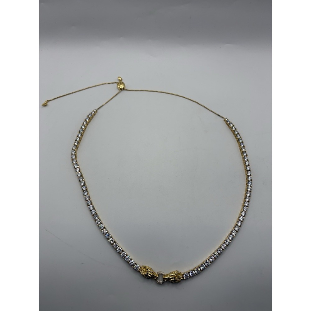 Aporro Wong Double Dragon Adjustable Tennis Chain 5mm Gold Plated Necklace